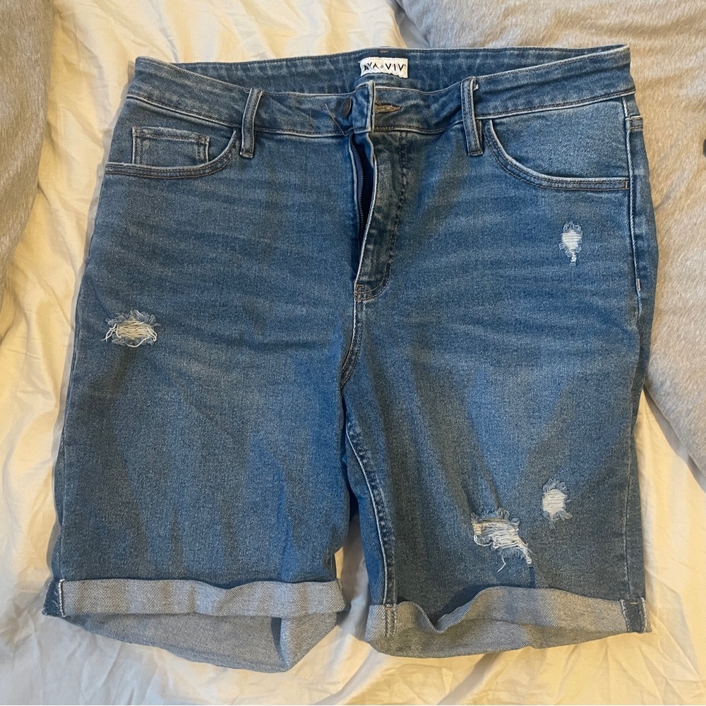 Ava & Viv Blue Jean Distressed Shorts